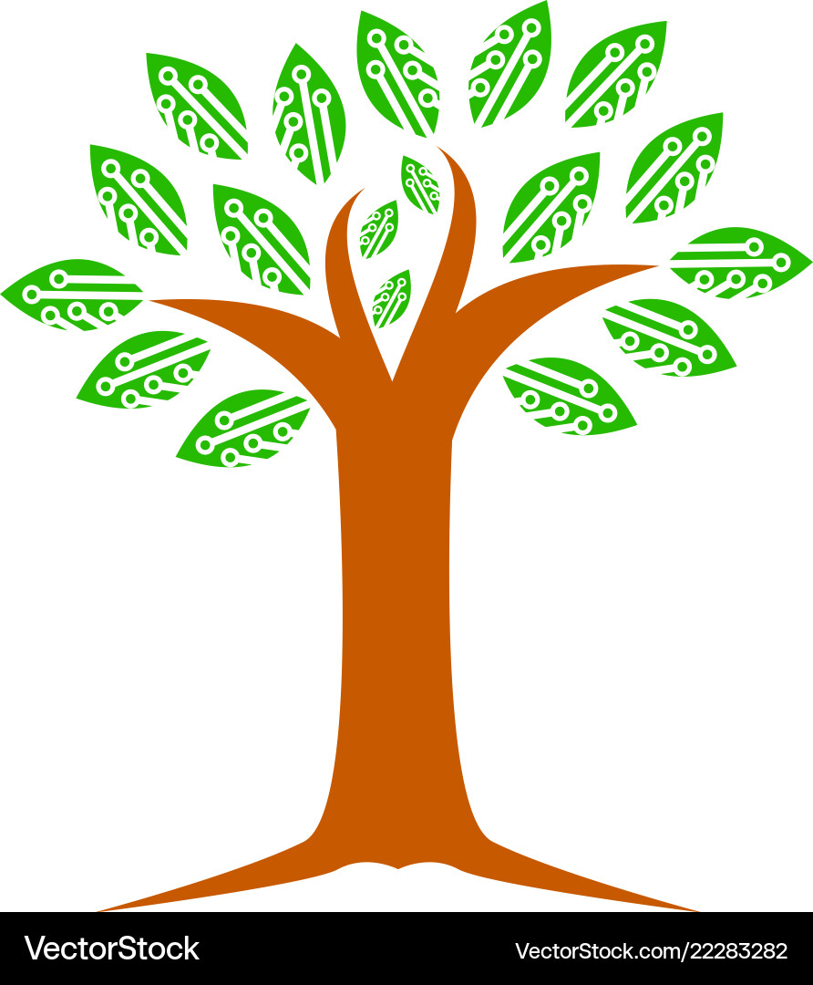 Tree tech icon logo design element vector image