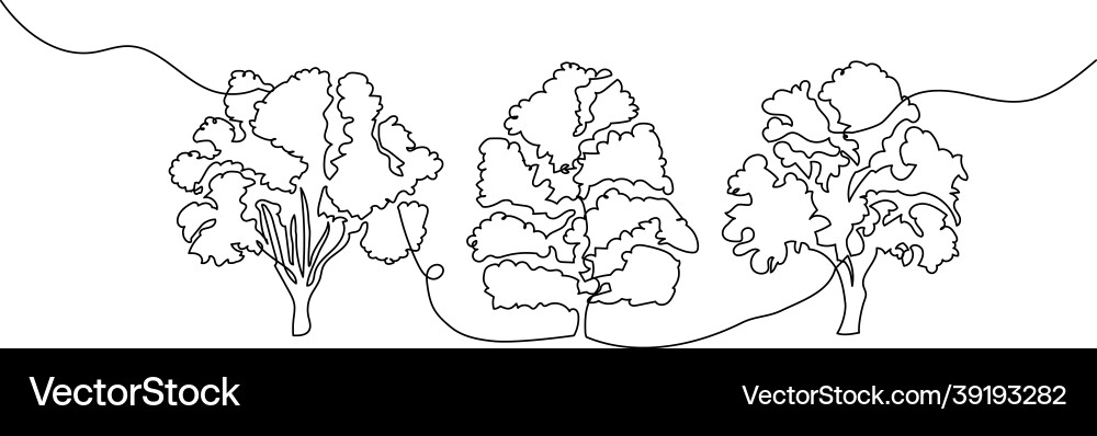 Trees one line set art continuous drawing Trees one line set art continuous drawing vector image