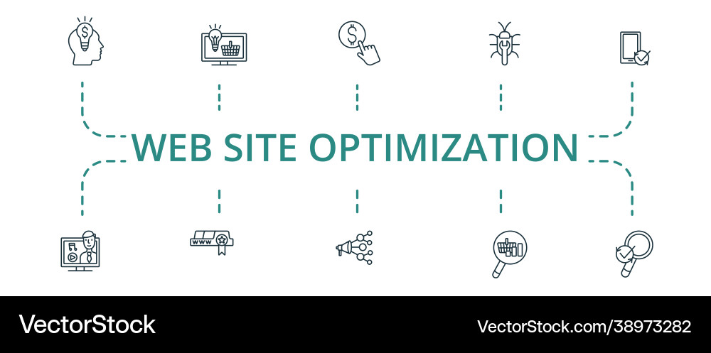 Website-Optimierungs-Icon-Set enthält editierbare Website-Optimierungs-Icon-Set enthält editierbare vektorbild