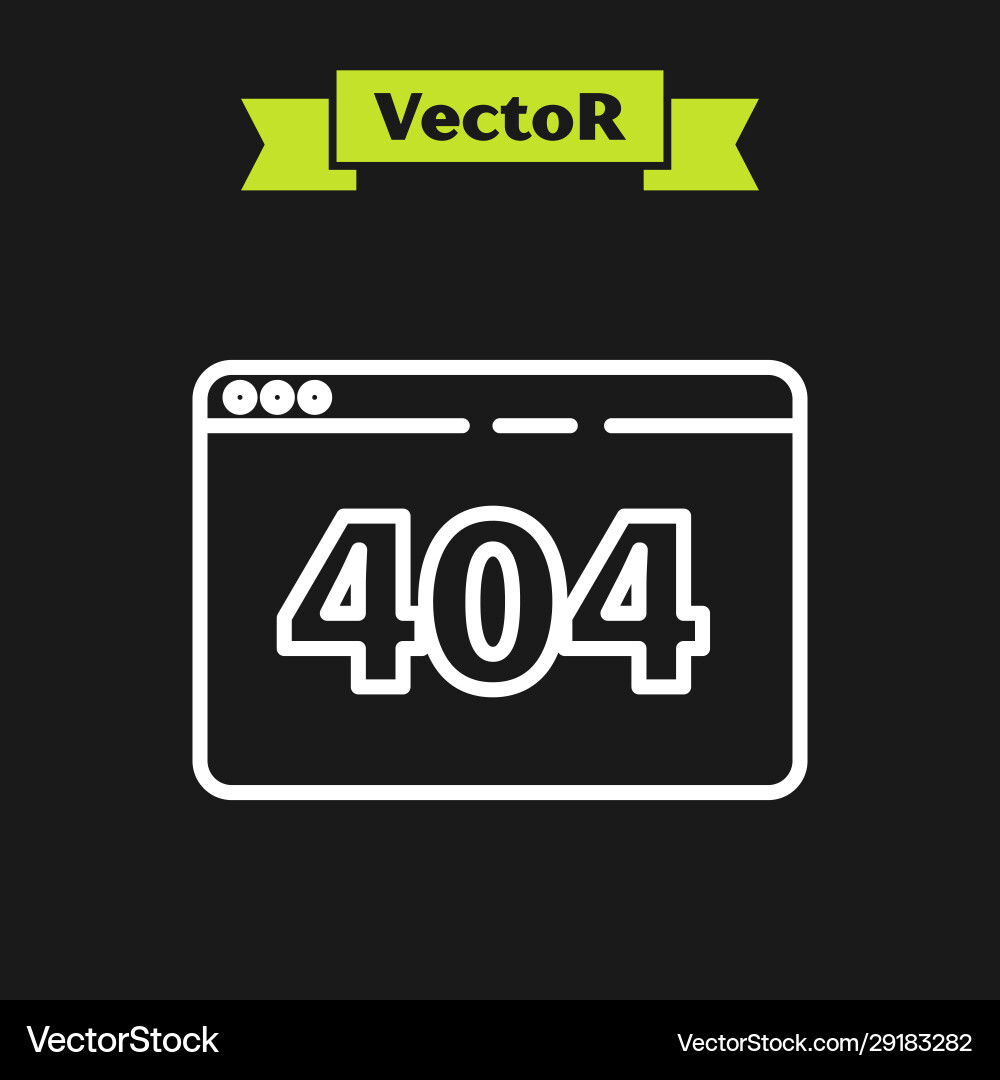 White line page with a 404 error icon isolated White line page with a 404 error icon isolated Vector Image
