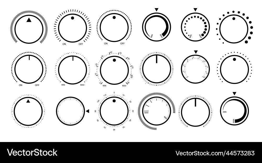 Adjustment dial rotary dials with round scale vector image