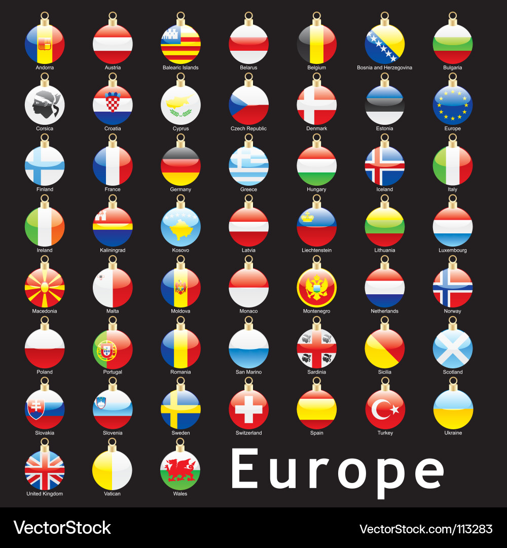 Christmas Flags of Europe Vector Image