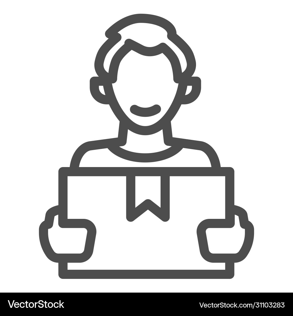 Client with box line icon delivery logistic Client with box line icon delivery logistic vector image