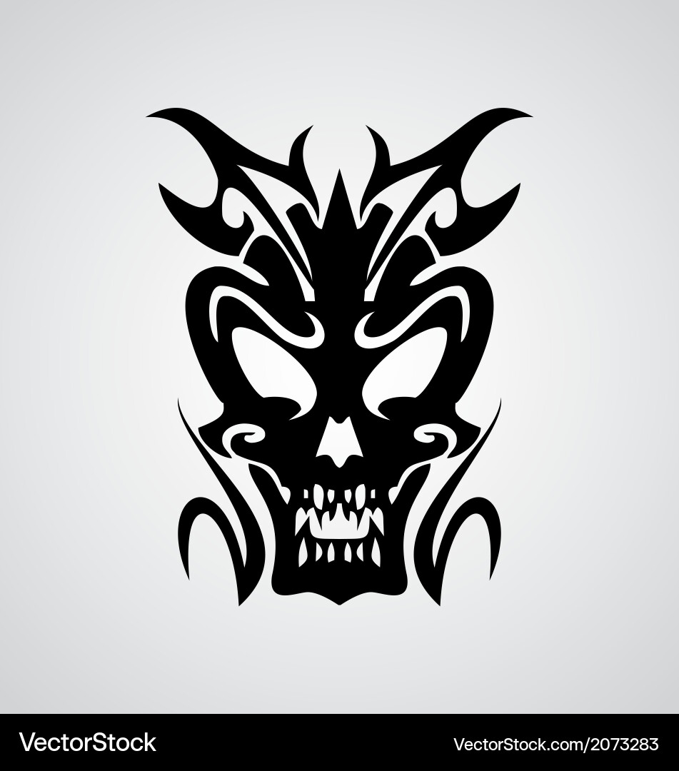 Dark Tribal Demon Head Vector Image