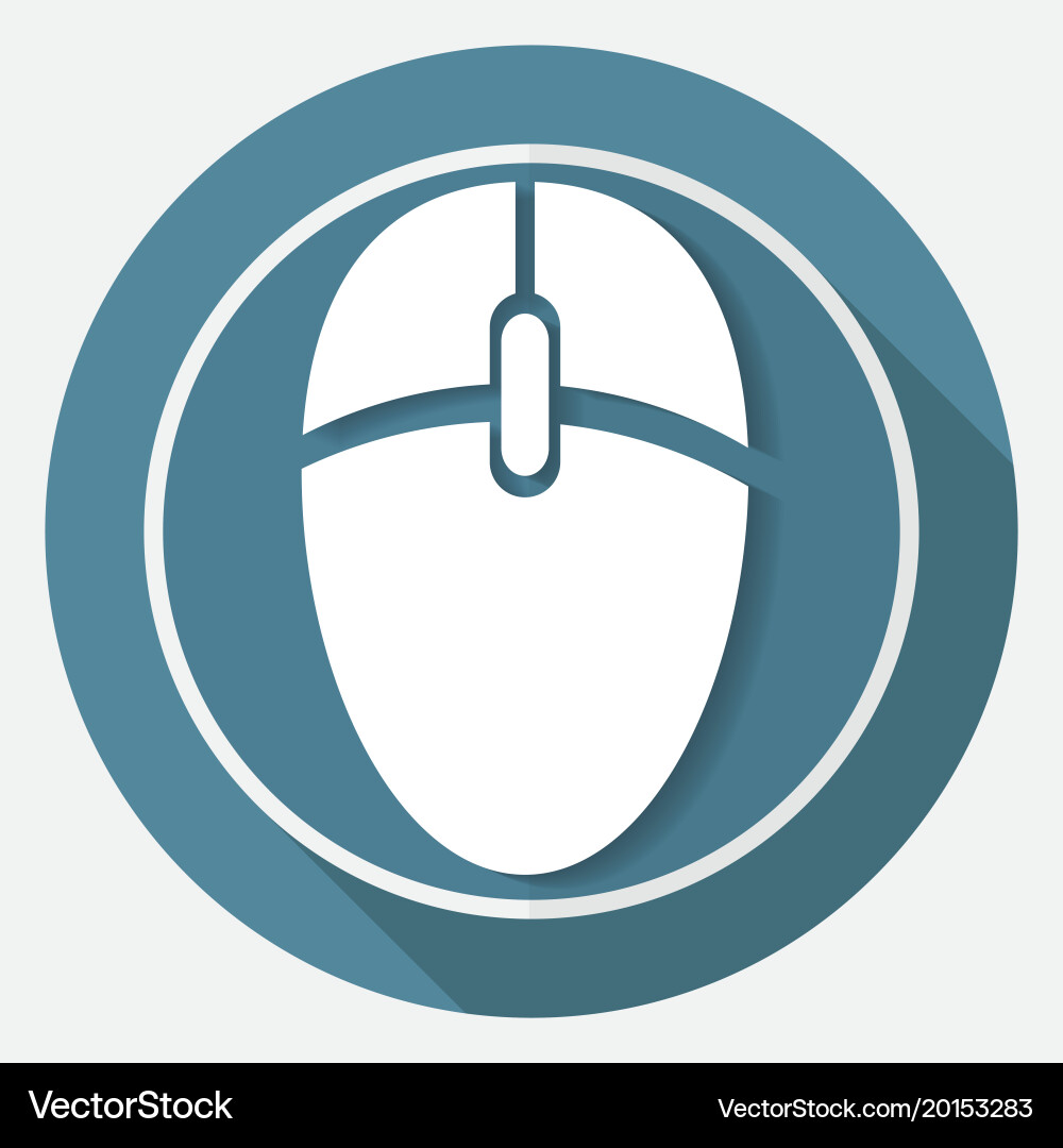 Icon computer mouse on white circle with a long vector image