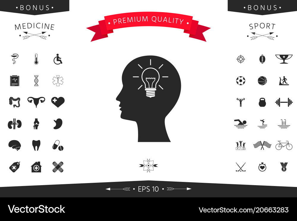 Man silhouette with light bulb - new ideas icon Vector Image
