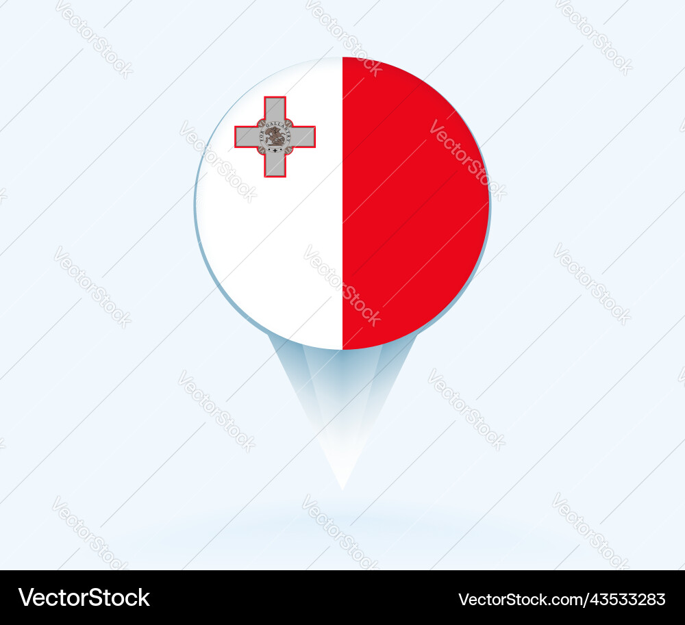 Map pointer with flag of malta Vector Image