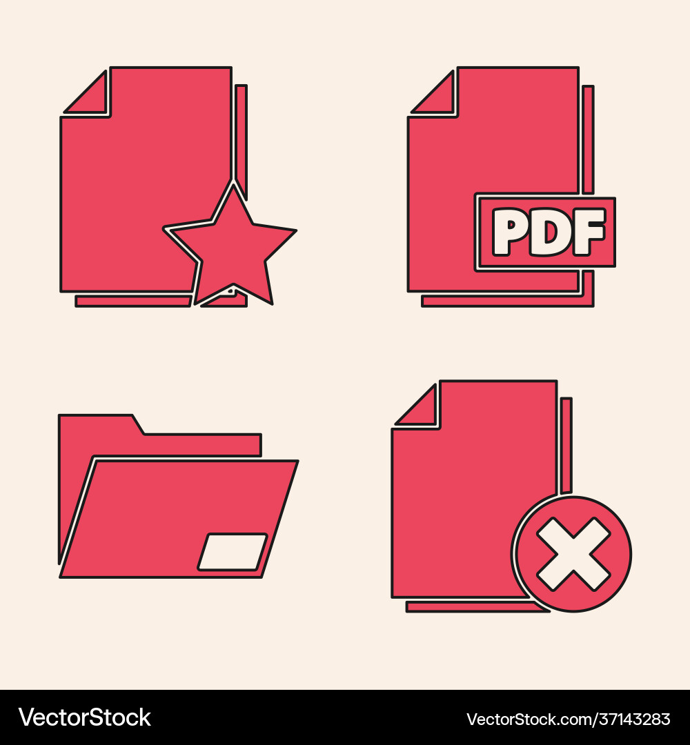 Set delete file document with star pdf Set delete file document with star pdf vector image