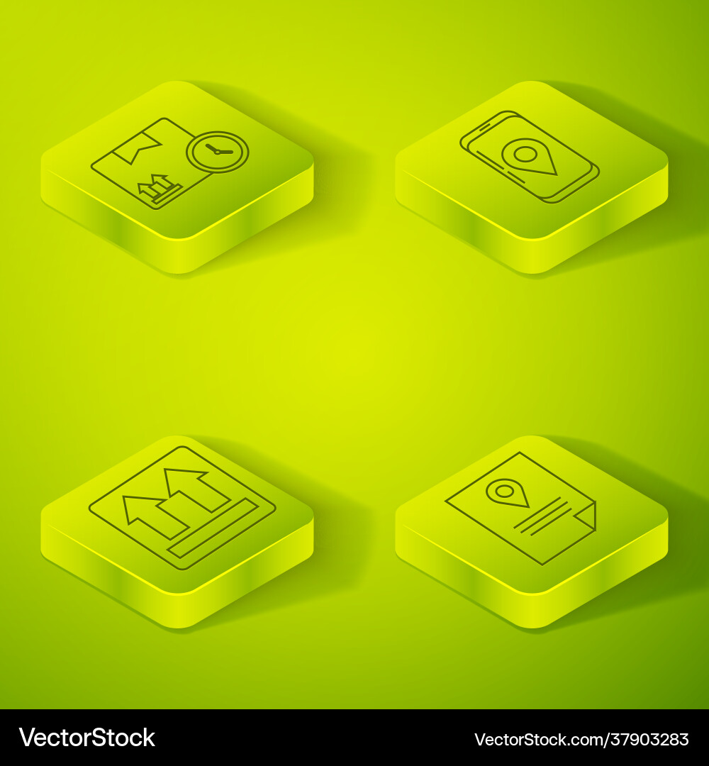 Set isometric mobile with app delivery tracking Set isometric mobile with app delivery tracking vector image