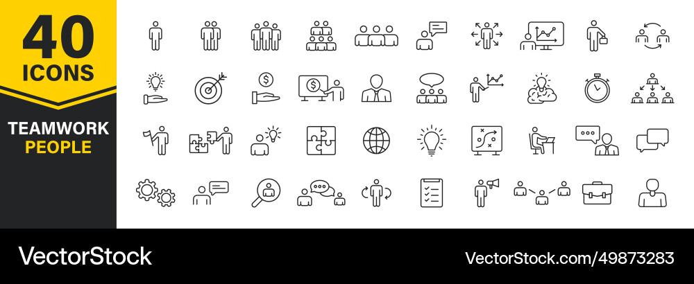 Set of 40 teamwork web icons in line style team Set of 40 teamwork web icons in line style team vector image