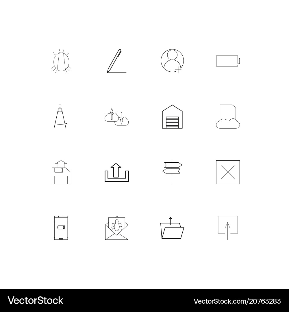Web applications linear thin icons set outlined vector image