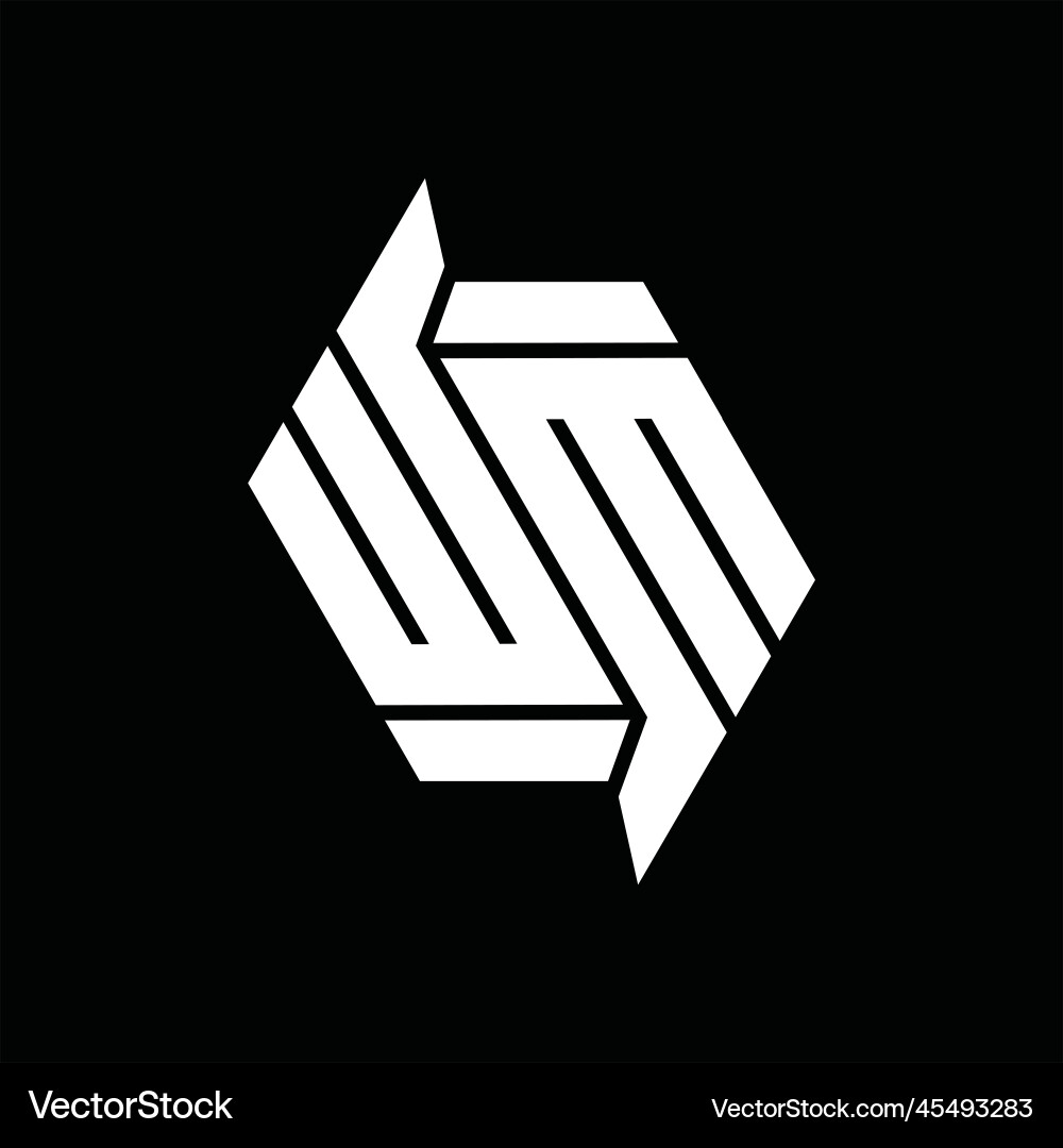 Wm logo monogram hexagon abstract shape images vector image
