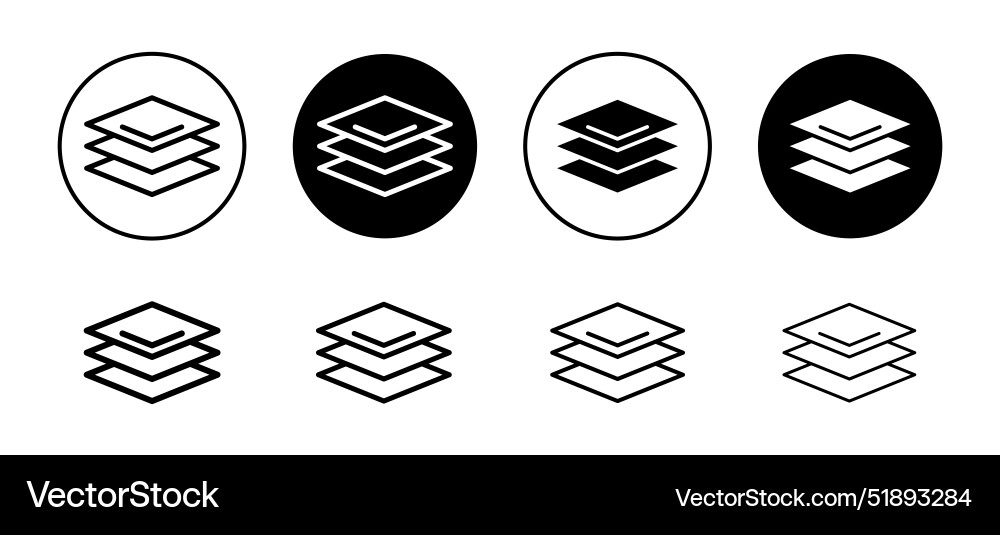 3 layer icon set collection outline flat 3 layer icon set collection outline flat Vector Image