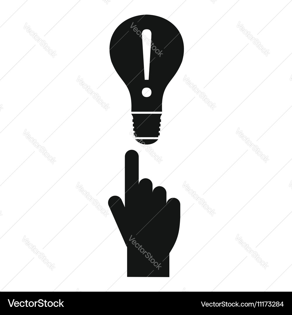 A finger pointer and light bulb icon simple style vector image