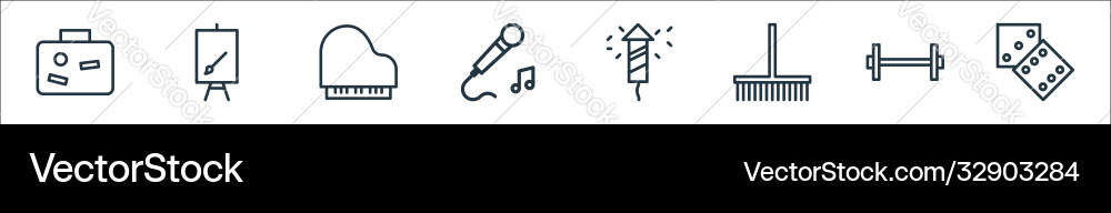 Activities line icons linear set quality Vector Image