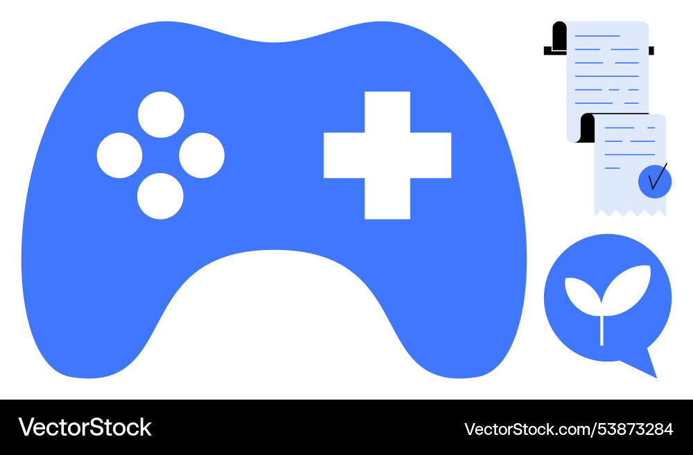 Blue game controller with document checklist vector image