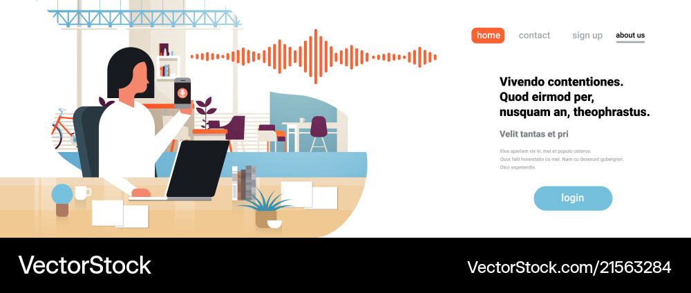 Businesswoman hold phone intelligent voice Businesswoman hold phone intelligent voice vector image