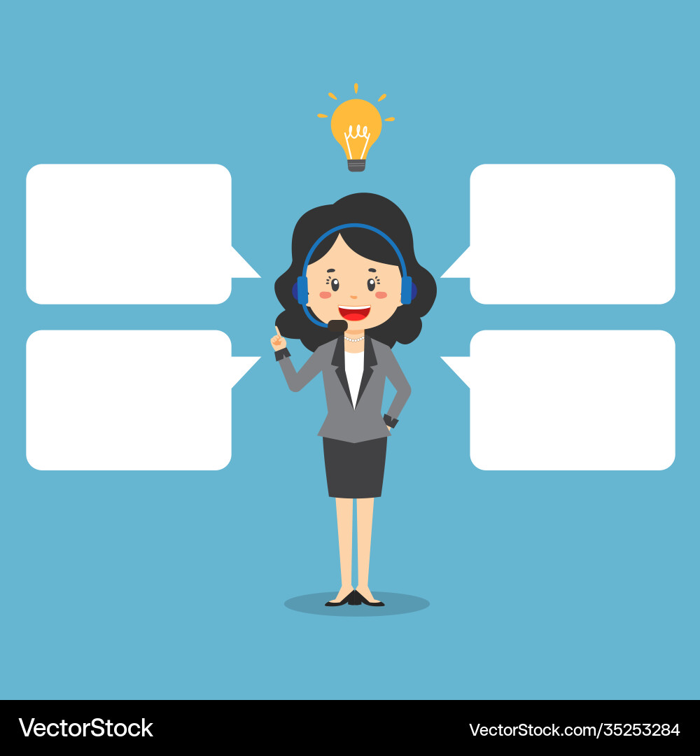 Call center shows get idea with bubble text Vector Image