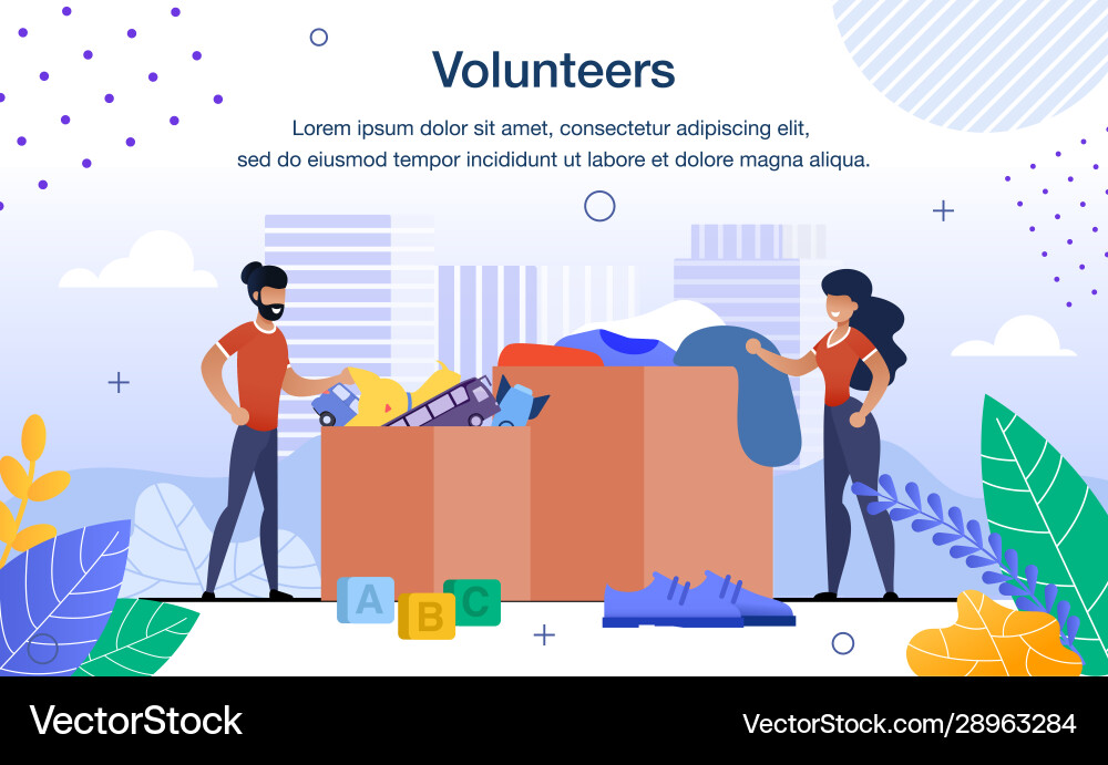 Charity organization donations flat banner Charity organization donations flat banner vector image