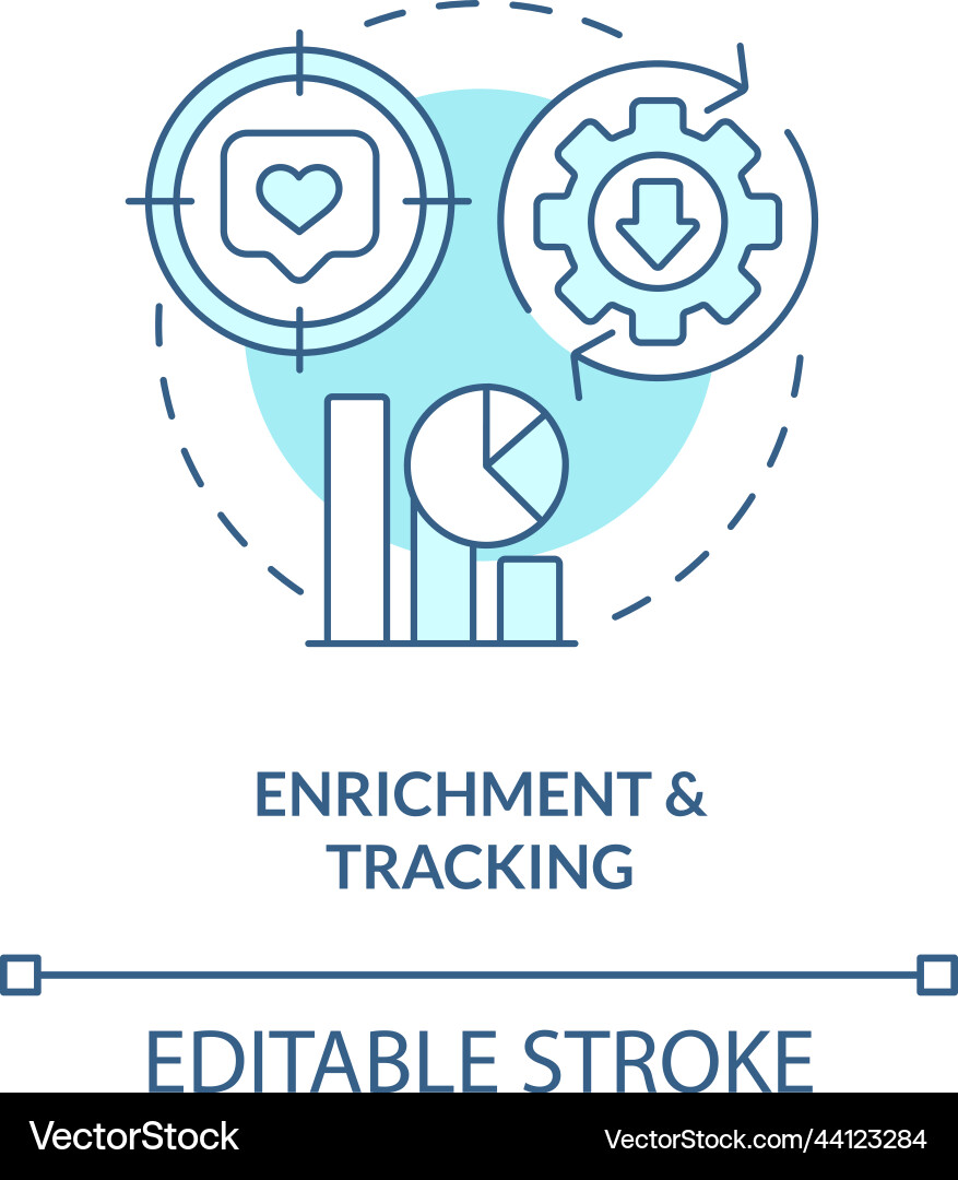 Enrichment and tracking turquoise concept icon Enrichment and tracking turquoise concept icon vector image