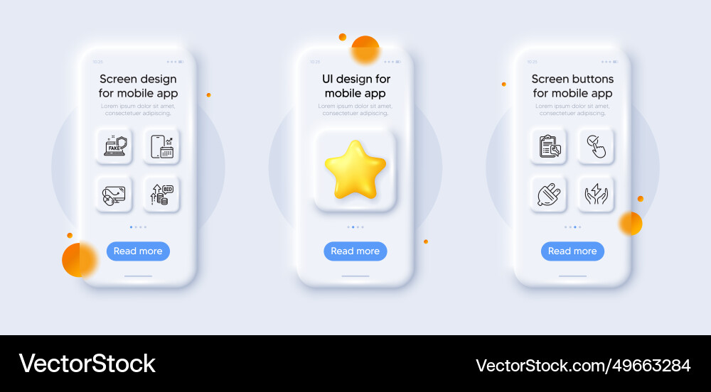 Fake internet checkbox and phone calendar line Fake internet checkbox and phone calendar line vector image