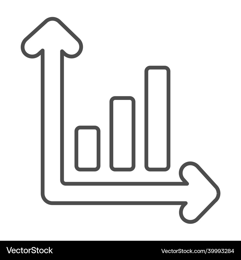 Growth bar graph with columns and axes thin line Vector Image