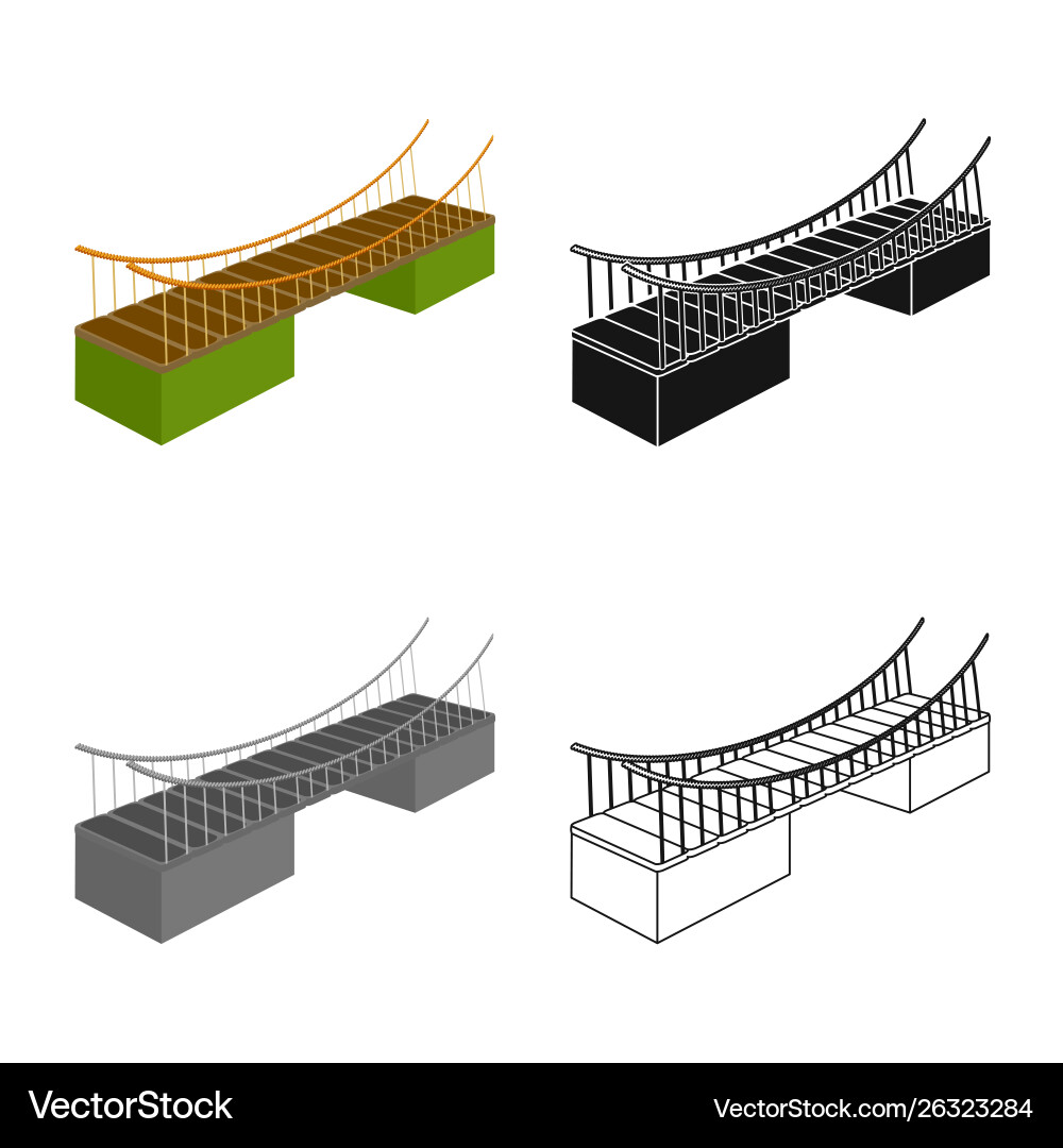 Isolated object bridge and mounted sign set vector image