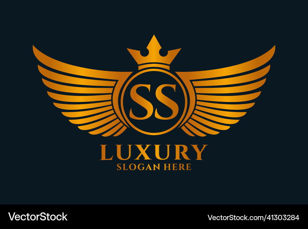 Luxus königliche Flügel Buchstaben ss crest gold Farbe Logo Luxus königliche Flügel Buchstaben ss crest gold Farbe Logo vektorbild