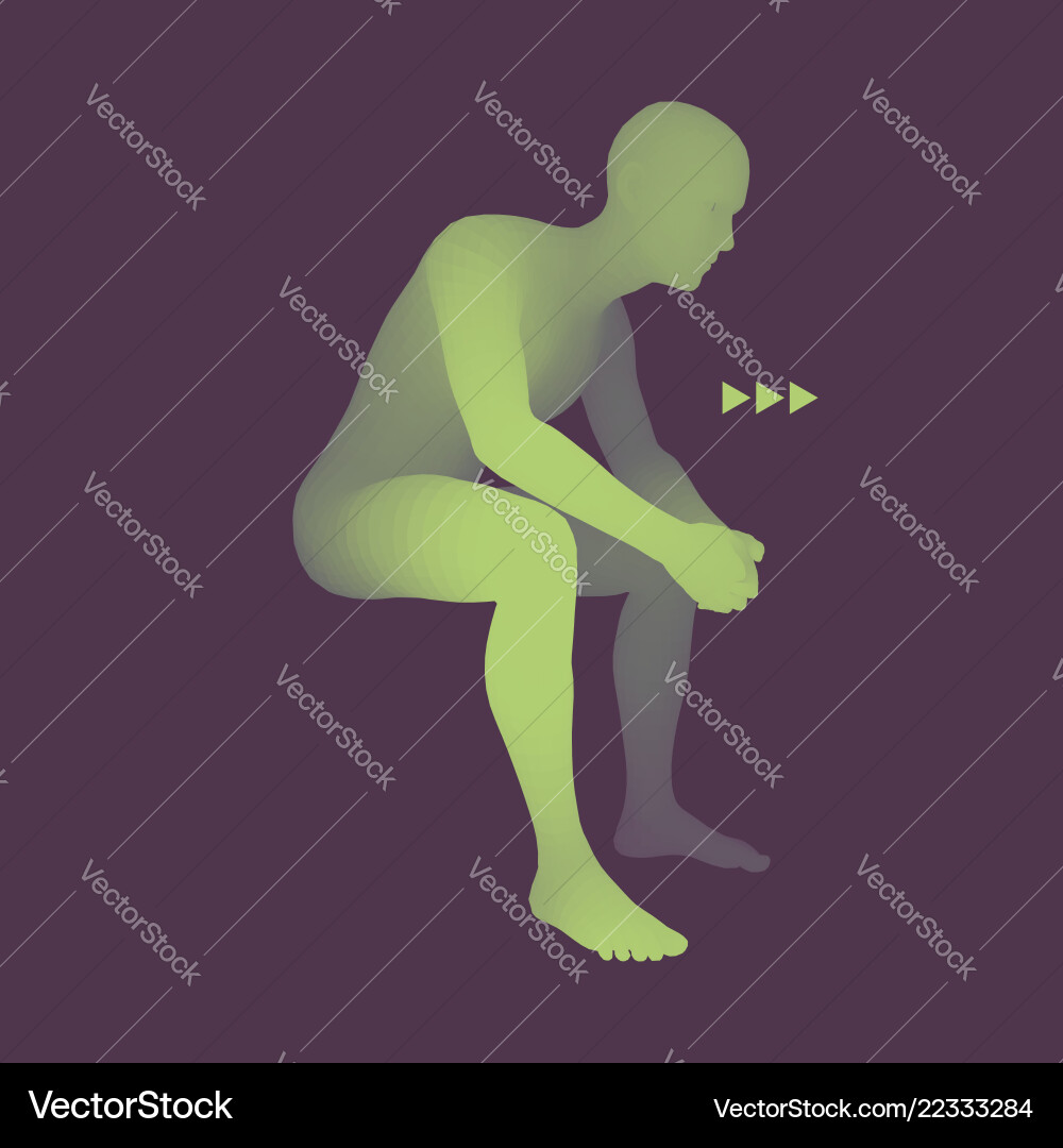 Man in a thinker pose 3d model of Vector Image