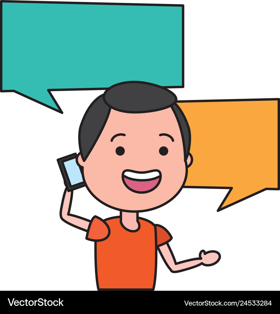 Man with smartphone and speech bubble character Man with smartphone and speech bubble character vector image