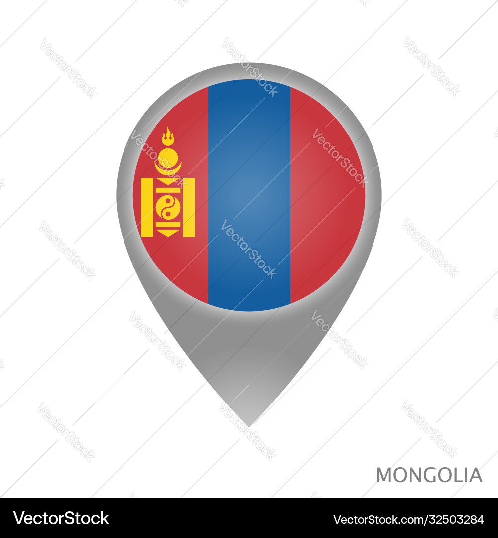 Mongolia Flag Pointer Vector Image