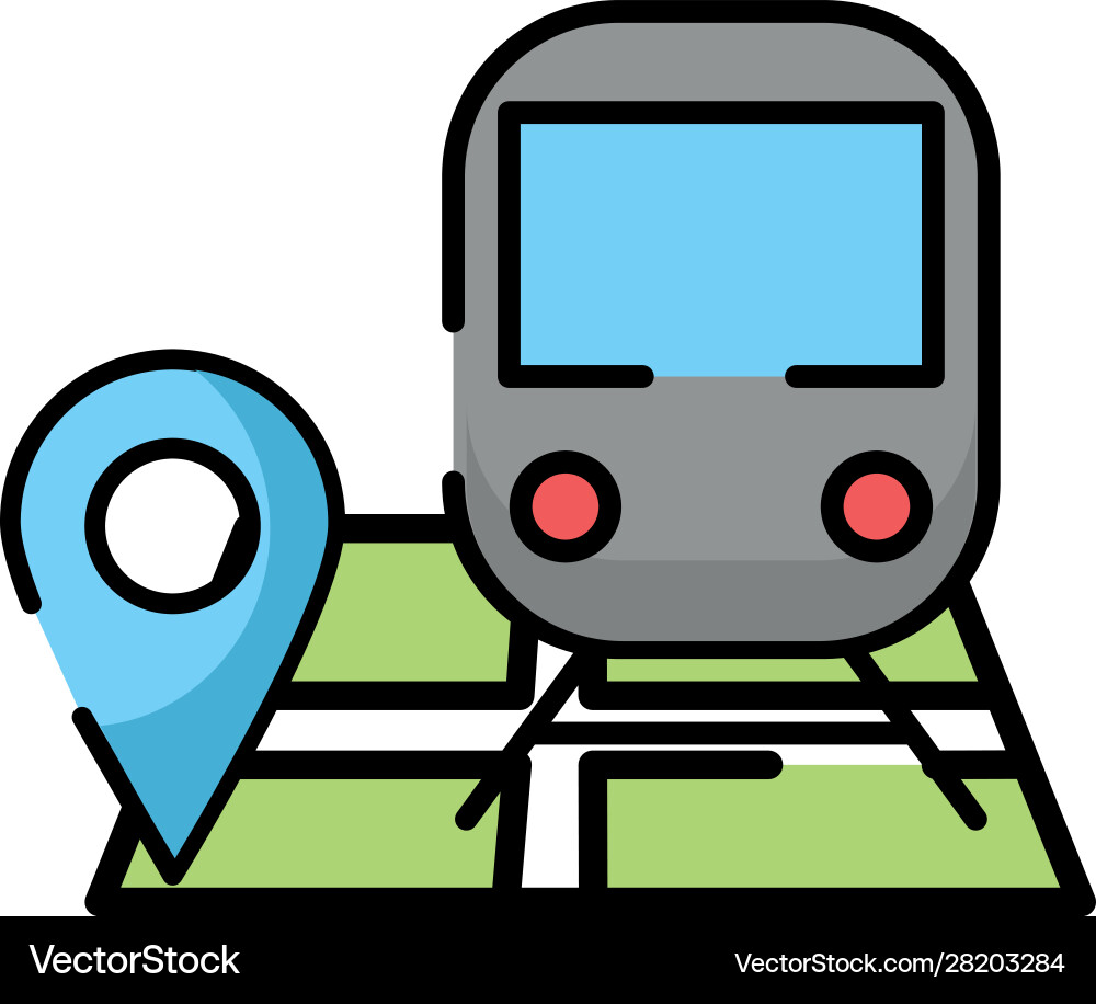 Paper map guide with bus vehicle Vector Image