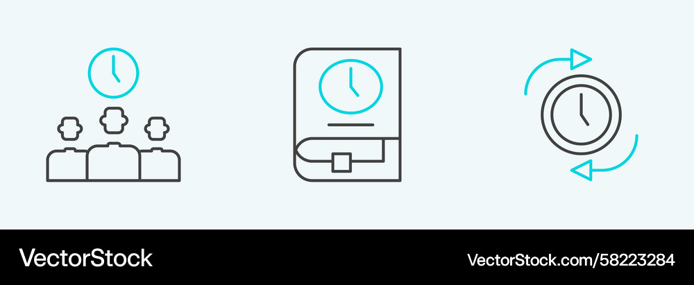 Set line clock with arrow time management Set line clock with arrow time management Vector Image