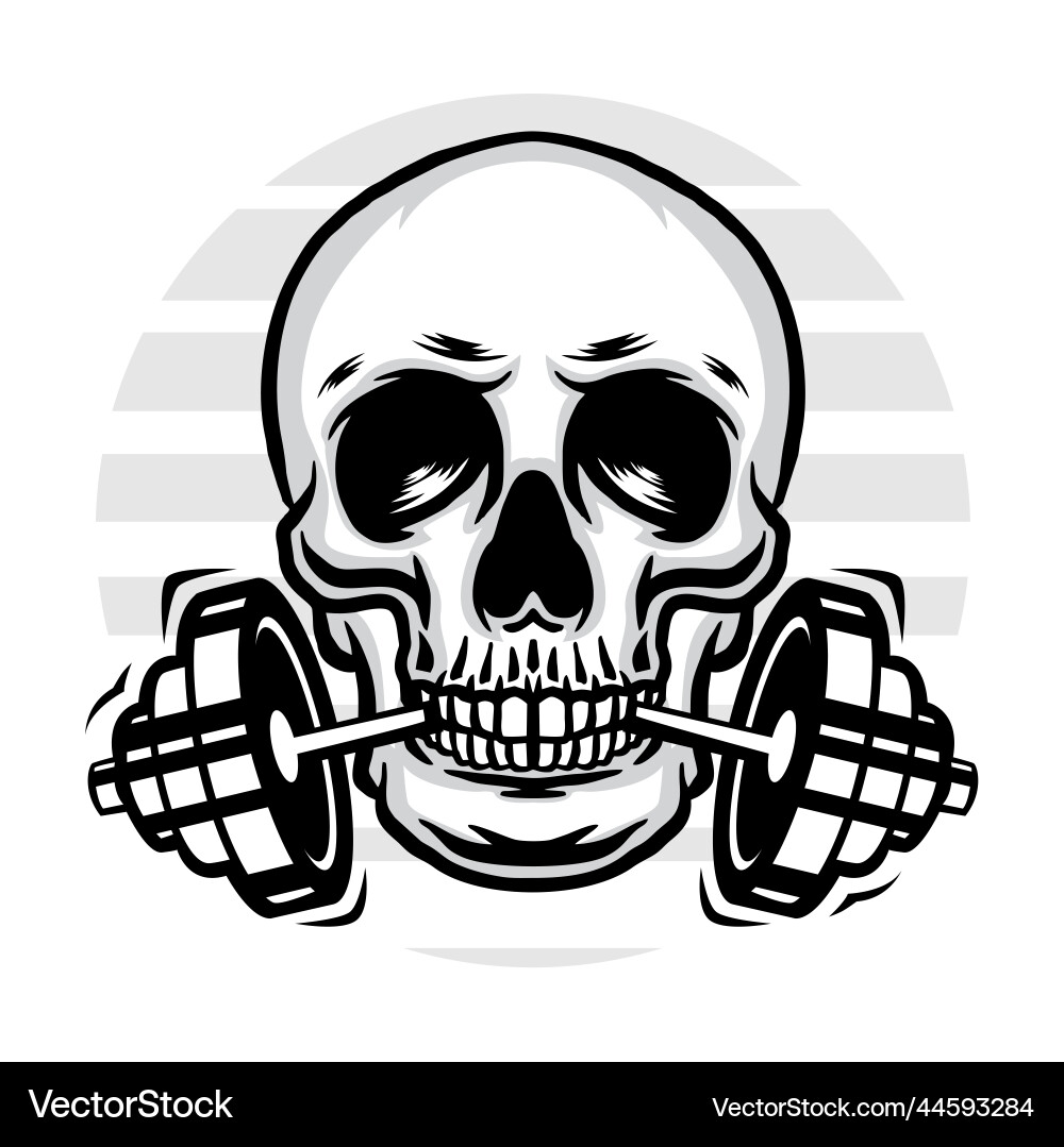Skull with Barbell Vector Image