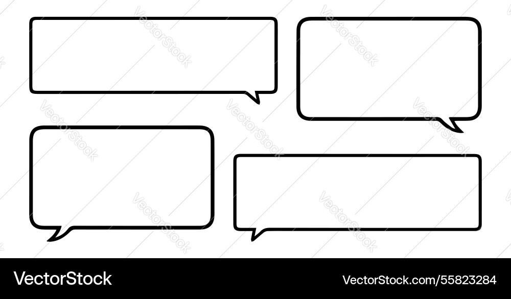 Speech bubble square frame set material line Speech bubble square frame set material line vector image