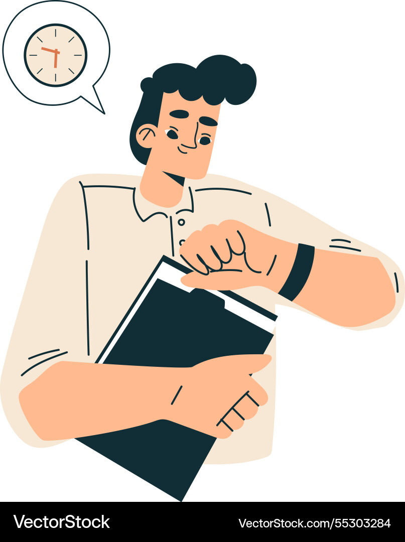 Time management with man character organizing Vector Image