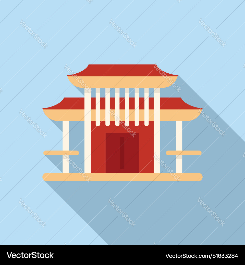 Traditionelles asiatisches Gebäude mit rotem Dach Traditionelles asiatisches Gebäude mit rotem Dach vektorbild