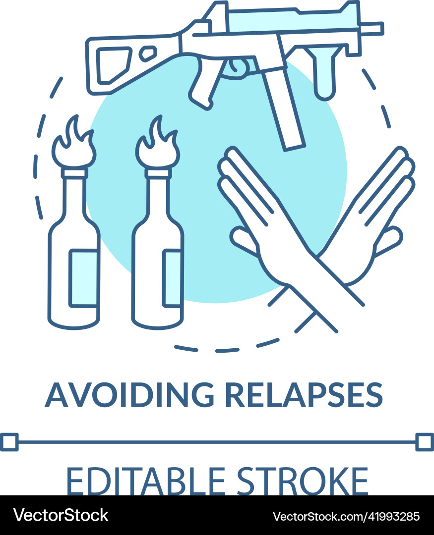 Avoiding relapses turquoise concept icon Avoiding relapses turquoise concept icon vector image