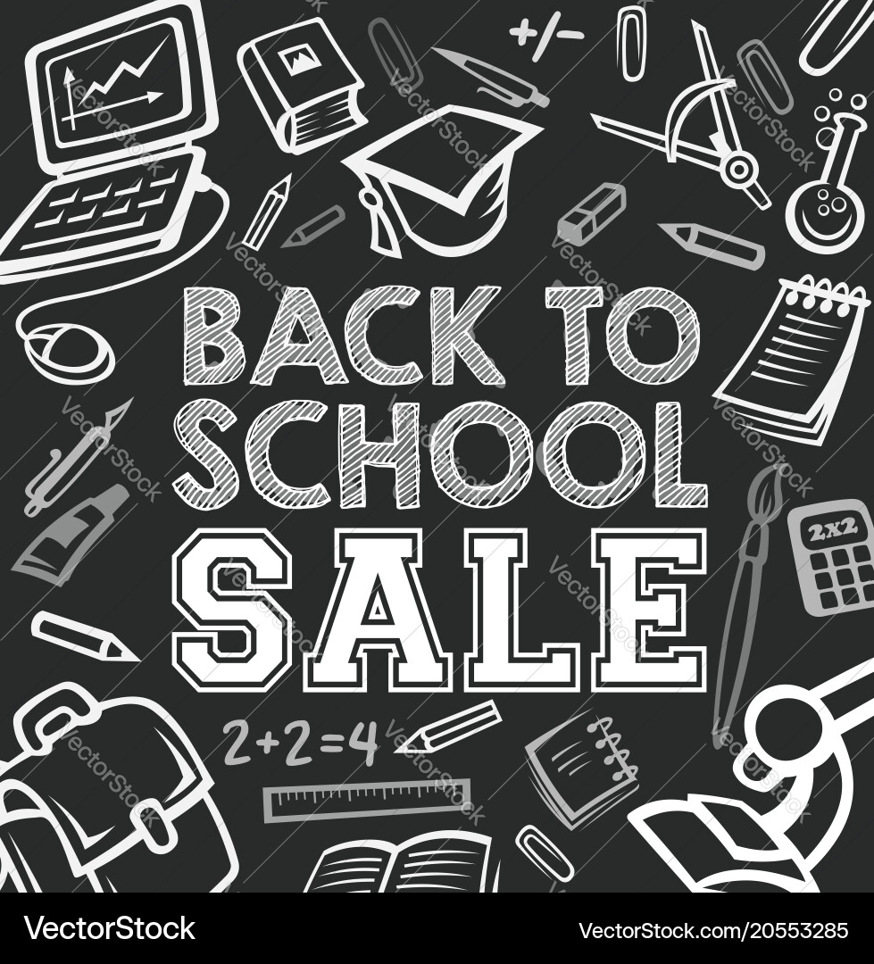 Back to School Sale Blackboard Poster Vector Image