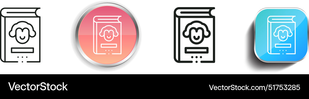 Biography icon thin linear regular and button Vector Image