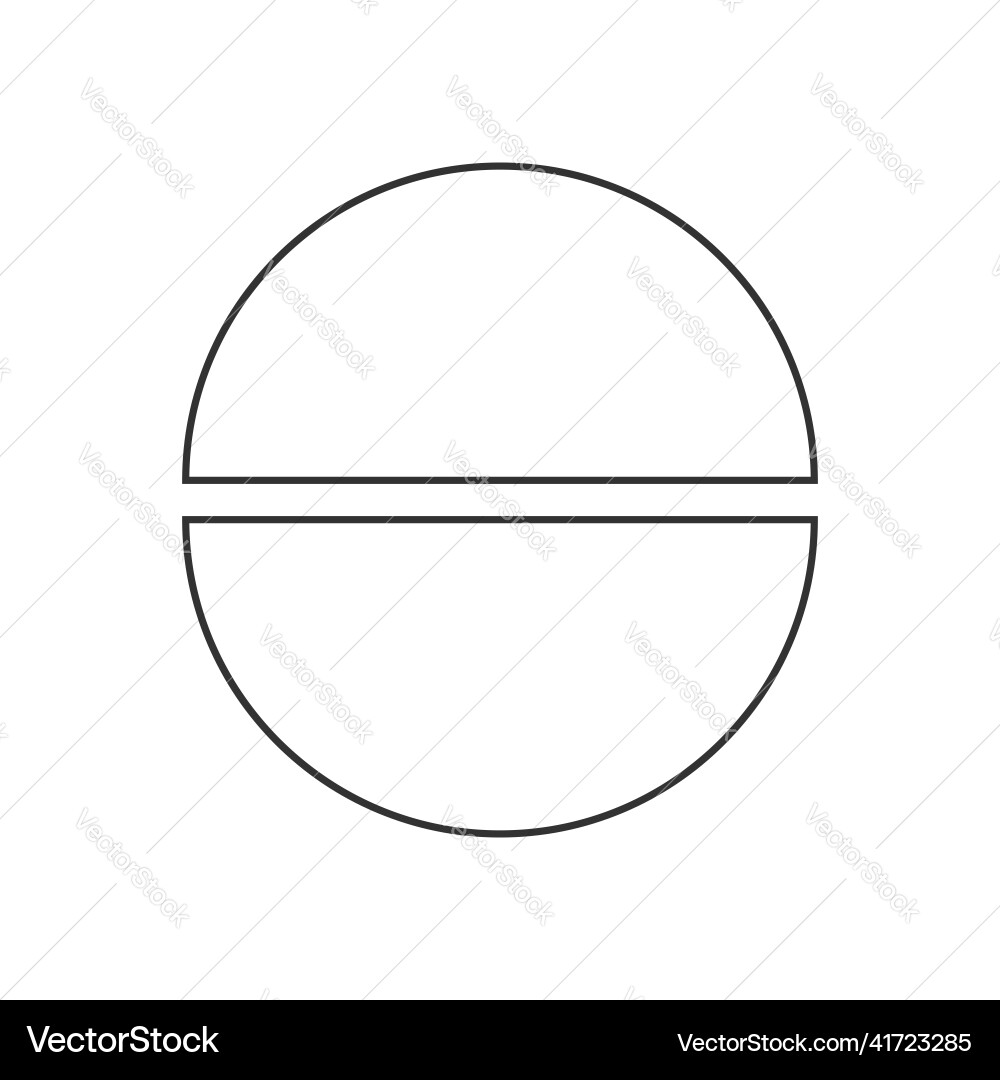 Circle segmented into 2 sections pie or pizza Circle segmented into 2 sections pie or pizza vector image
