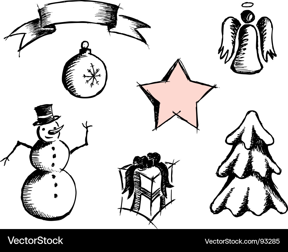 Cute Hand-Drawn Christmas Icons Vector Image
