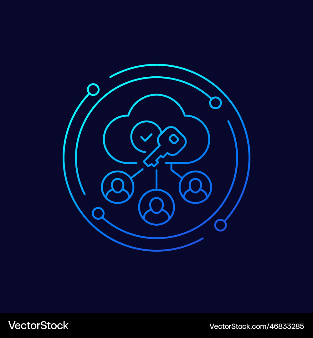 Encryption of personal data in cloud icon linear vector image