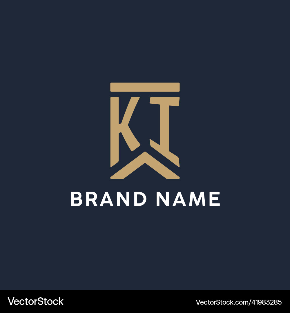 Ki initial monogram logo design in a rectangular Vector Image