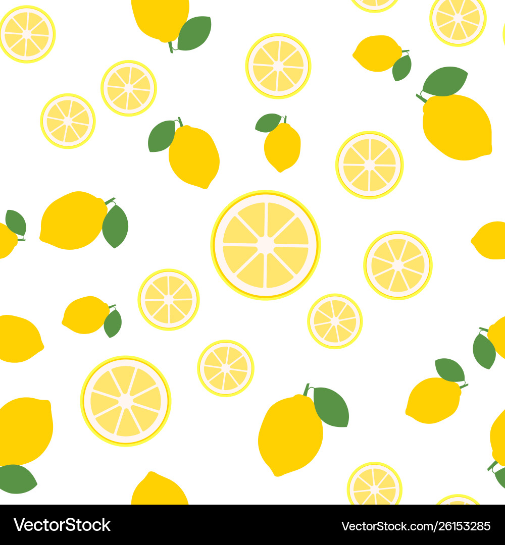 Lemon Slice Pattern - White Background vector image