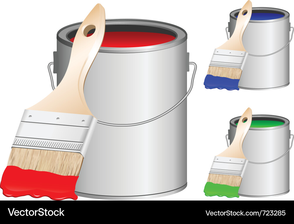 Paintbrushes and Containers Vector Image