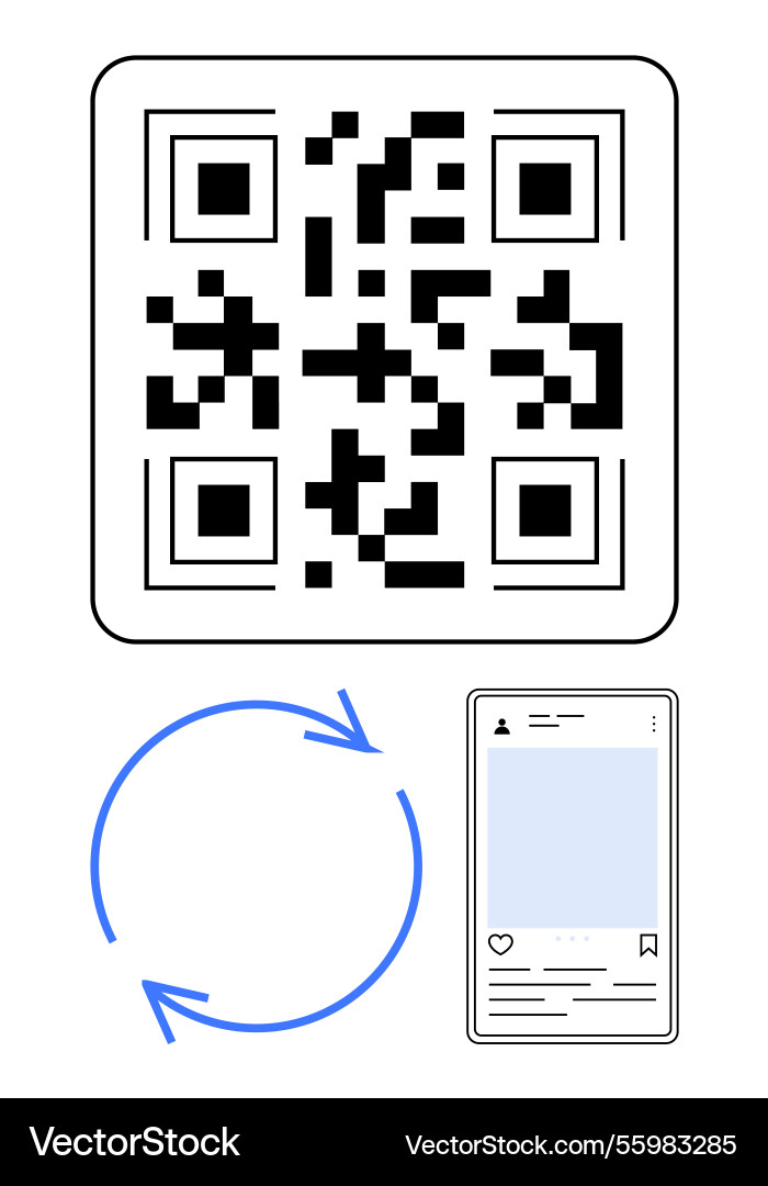 Qr code refreshing arrows and smartphone screen Qr code refreshing arrows and smartphone screen vector image
