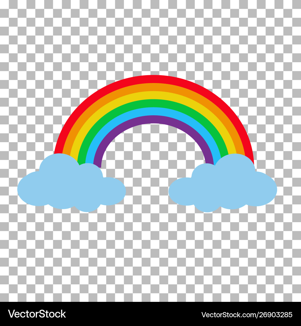 Rainbow with clouds isolated on transparent Vector Image