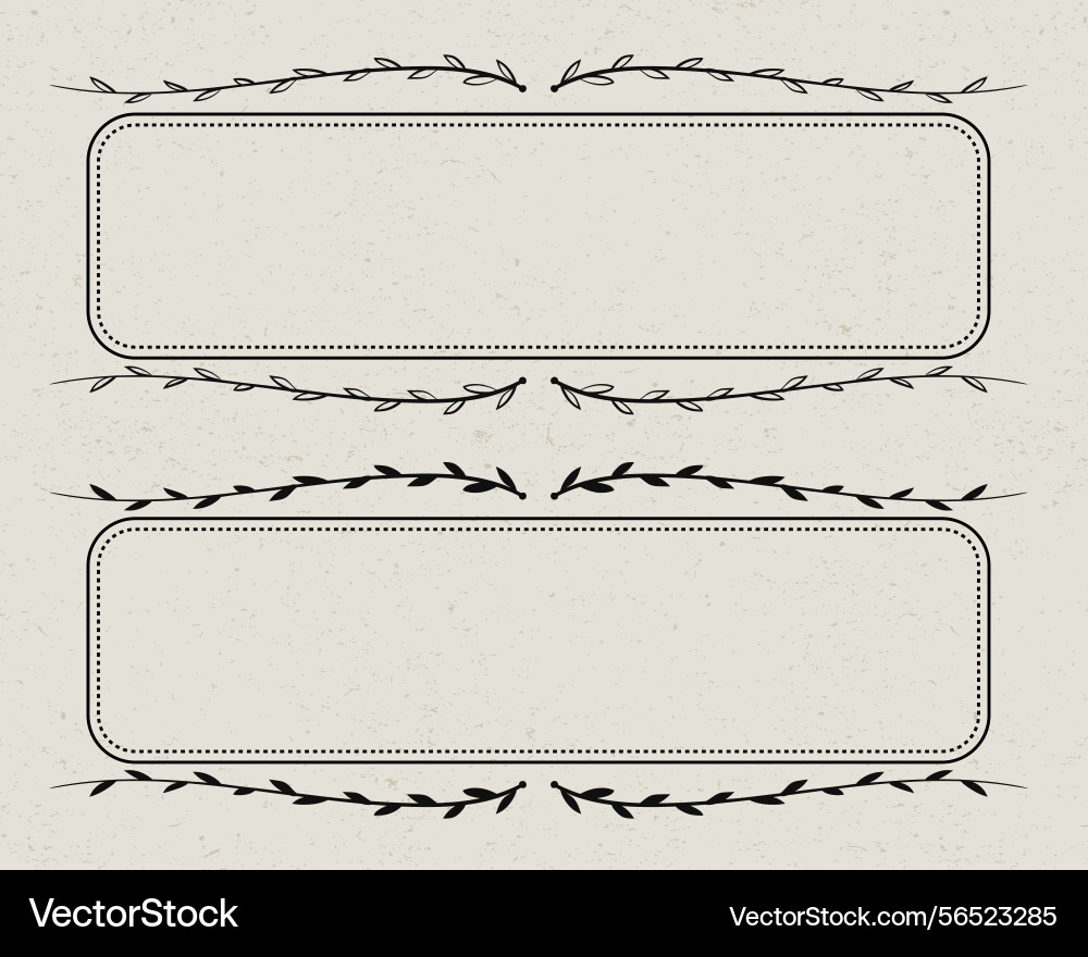 Rectangular horizontal doodle branch frame Rectangular horizontal doodle branch frame Vector Image
