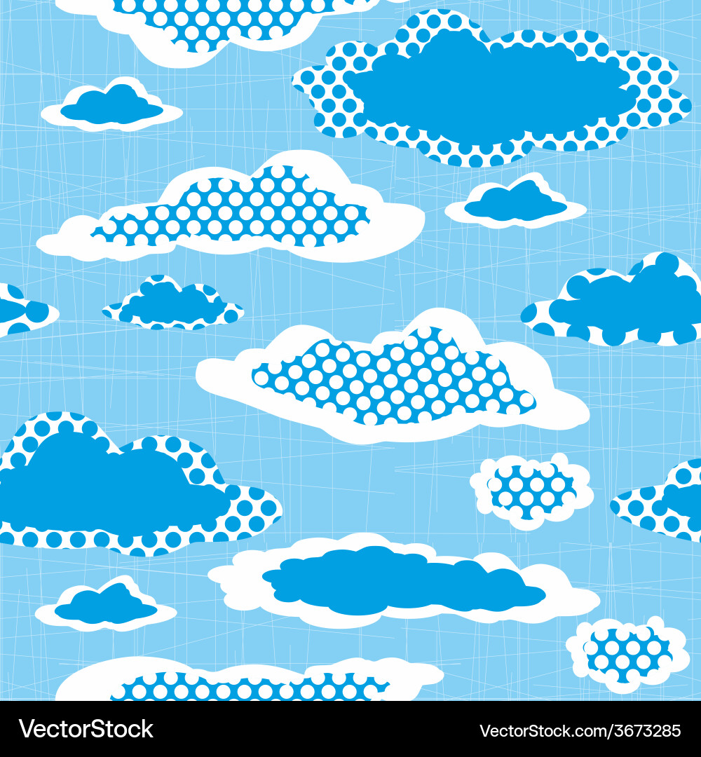 Seamless pattern with dotted clouds on the sharped Vector Image